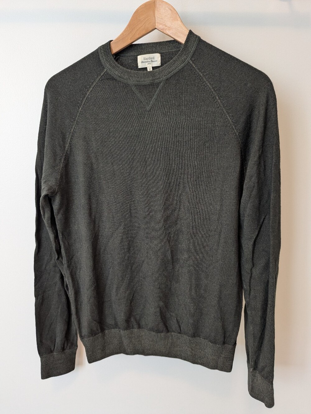 Hartford Men's Charcoal Crewneck Sweater Merino Wool